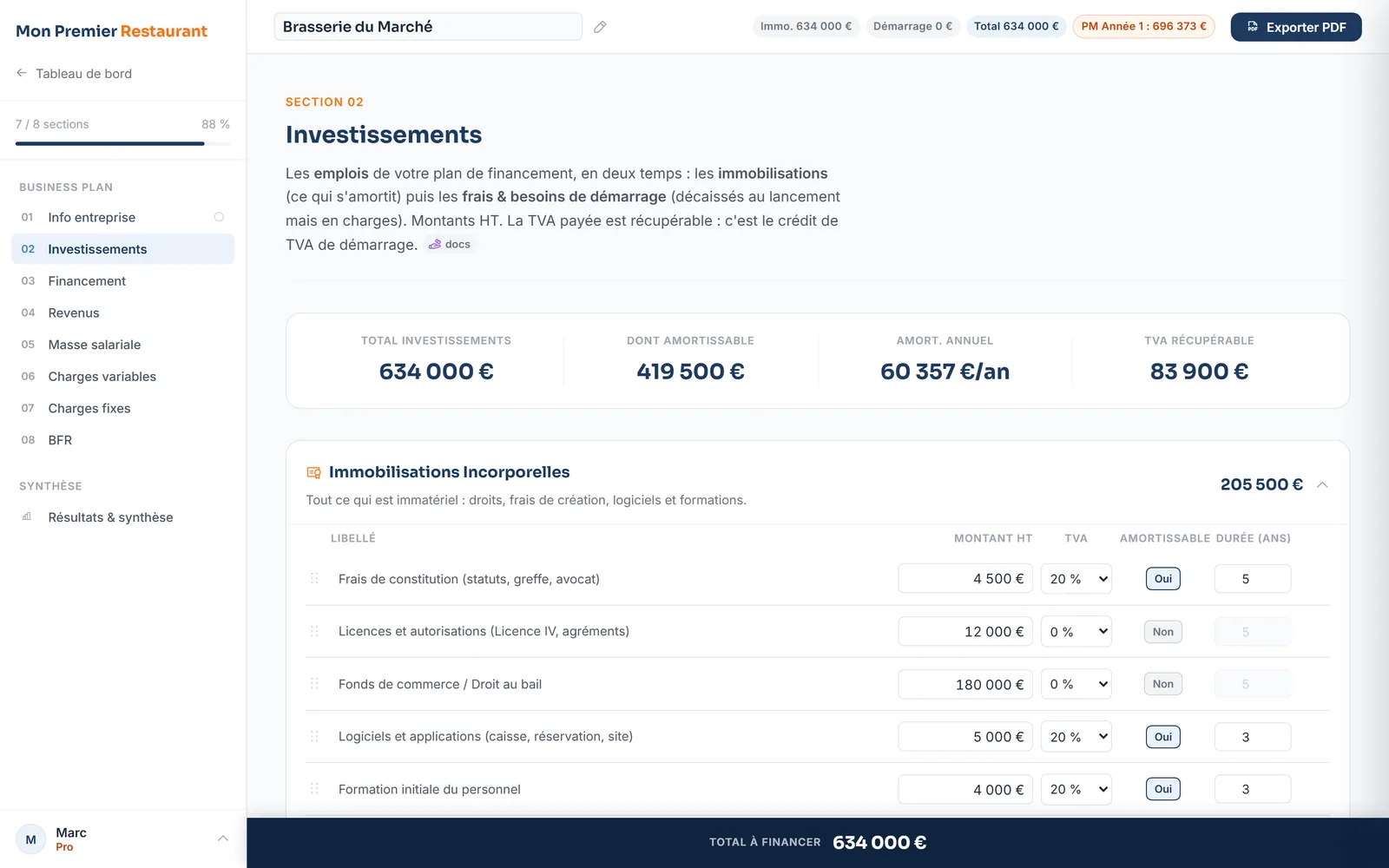 La saisie des investissements : lignes pré-remplies, TVA et durées d'amortissement